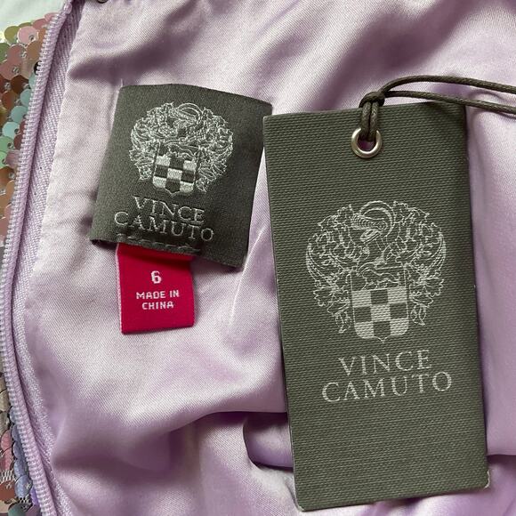 Vince Camuto Sparkly Sequined Mini Sheath Cocktail Dress Size 6 Pink and Silver - Picture 10 of 13